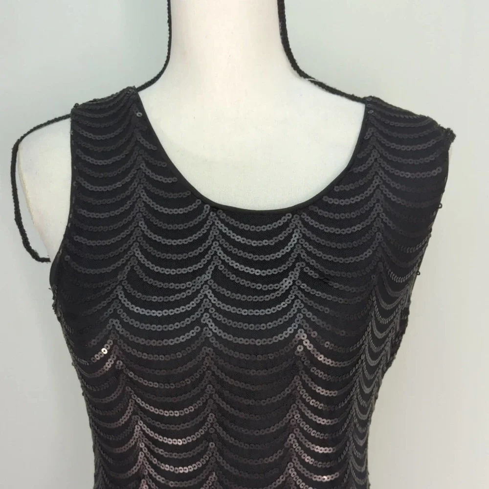 Esley Black Sequins Sleeveless Dress |‎ SMALL